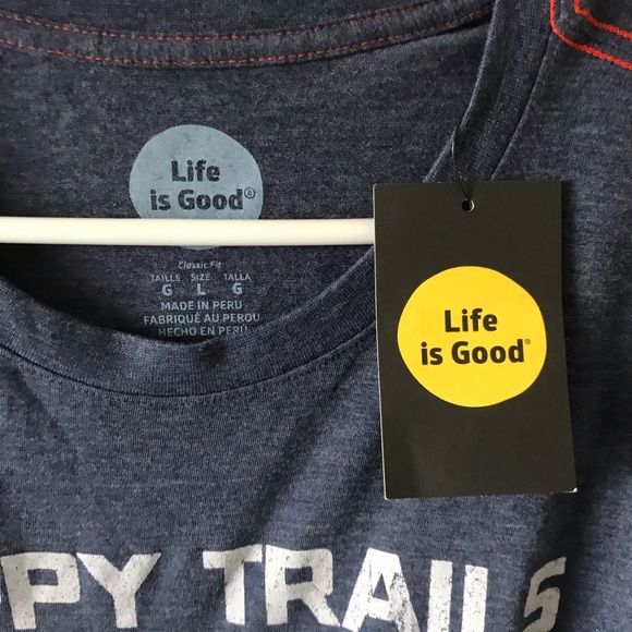 SOLD Life is Good Happy Trails Mountains T-Shirt L - Picture 2 of 6